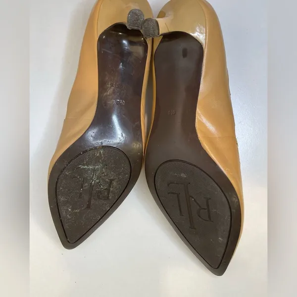 Lauren Ralph Lauren Y2K Vintage Style Tan‎ Kitten Heel Pumps Size 6.5 - Image 11