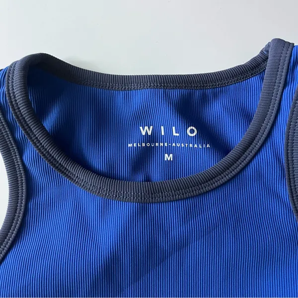Wilo • Blue and Navy Trim Women's Sports Bra - Image 3