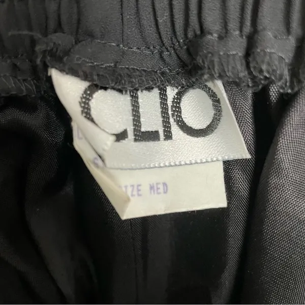 Vintage Clio Pants Wide Leg Palazzo Culottes Cropped Elastic Waist Lined Black - Image 10