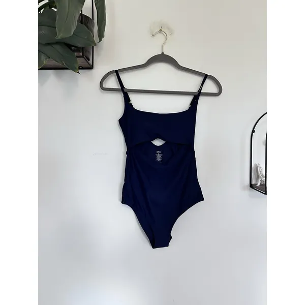 NWT Quince Deep Navy Blue Italian Cut Out One-Piece Swimsuit Sz Medium - Image 3