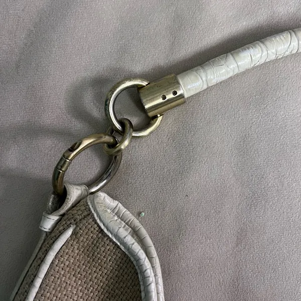 🤍 Brahmin Croc Embossed Leather & Woven Shoulder Bag Ivory 🤍✨ - Image 5