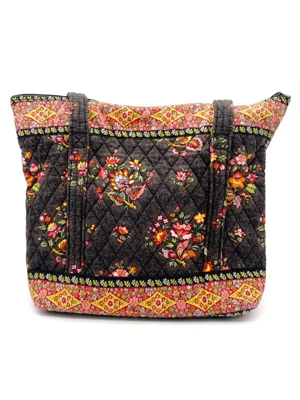 Vera Bradley Chocolat Villager Scalloped Tote Bag Brown Floral Vintage 2003 Y2K - Image 4