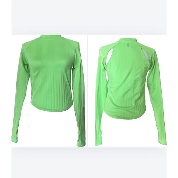 FP Movement $68 NWT Free People Pullover Top Long Sleeve Crew M/L Green Stretch - Image 3