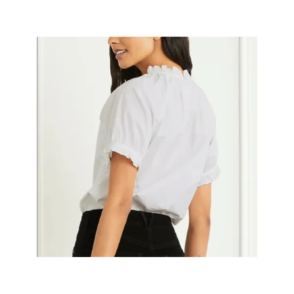 Hill House The Kit Ruffled Neck Short Sleeve Blouse White size medium - Image 2