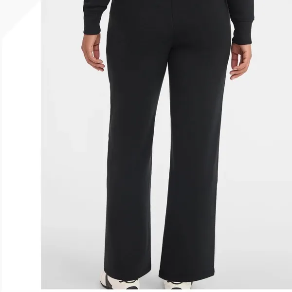 Avia Womens Black Wide Leg Fleece Pants Satin Side‎ Stripe High Rise Small NWT - Image 7