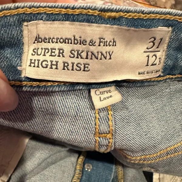Abercrombie & Fitch Denim Super Skinny High Rise Button Fly Blue Jeans 31 - Image 7