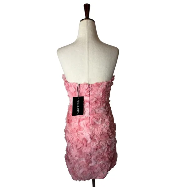 Angel Biba Blanca Mini Dress Women XS Pink NWT 3D Floral Sweetheart Bodycon - Image 3