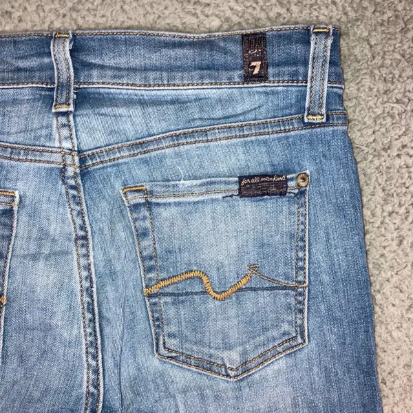 7 For All Mankind Skinny Jeans Women 26 Medium Wash Whiskered Stretch‎ Denim - Image 12