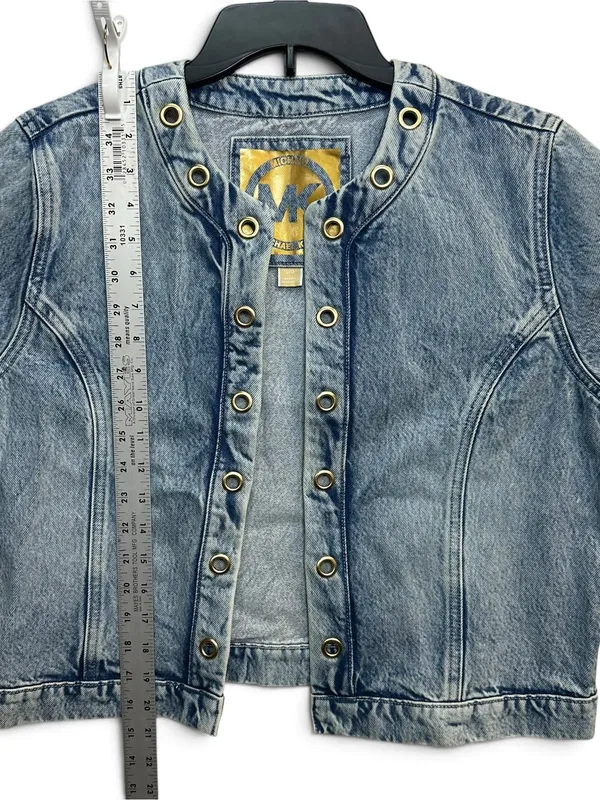 MICHAEL Michael Kors Denim Jacket Women’s L Light Wash Grommet Collar NWT $135 - Image 6