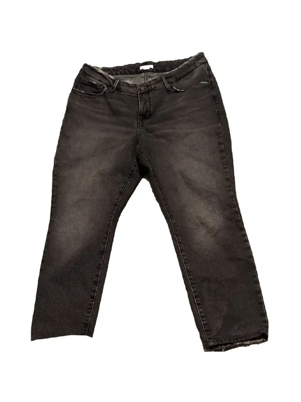 Good American Black Distressed Raw Hem Jeans Size 14/32 - Image 2