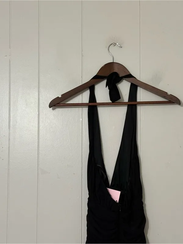 Hello Molly Black Confident Energy Halter Ruched Mini Dress Size XS New Party - Image 10