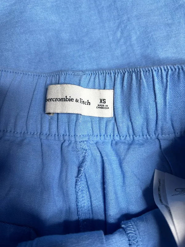 Abercrombie and Fitch Light Blue Pleated Linen Wide Leg Pants NWT Size XS - Image 5