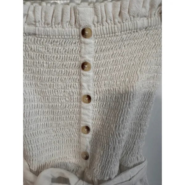 Billabong Jumpsuit Forward Feelings Strapless Smocked White XS NWOT‎ Wide Leg - Image 4
