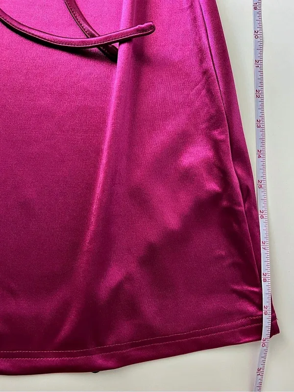 NWT ZAFUL Fuchsia Satin Cowl Neck Mini Dress Tie Waist Size 2 - Image 8