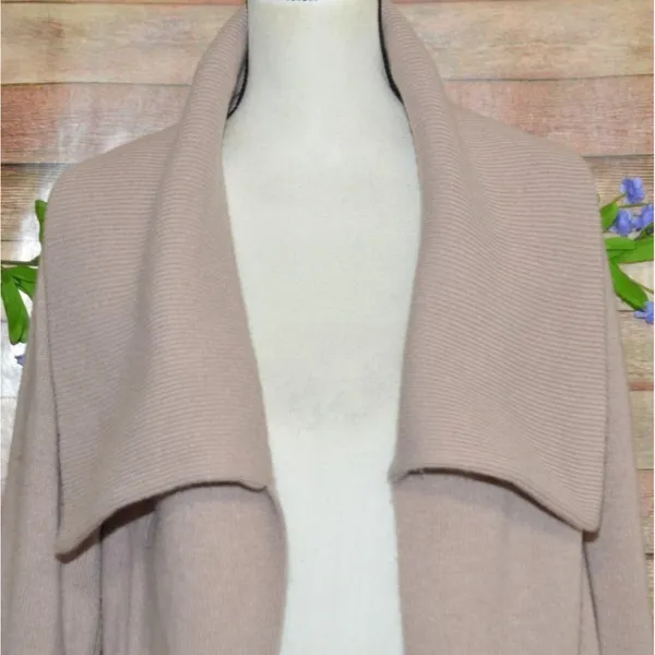 J. Crew Tan Open Shawl Collar Front Wool Cashmere Blend Cardigan Sweater Size M - Image 2