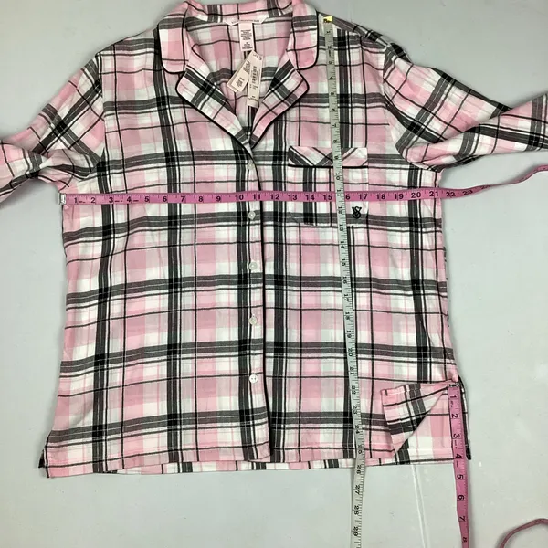 Victoria's Secret Plaid Pajama Top Lightweight Flannel Cotton Modal Med New with tag - Image 7