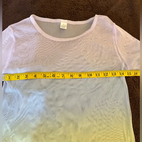 Sheer Mesh Multicolor Long-Sleeve Crop Top – Size L (Runs very small) - Image 7