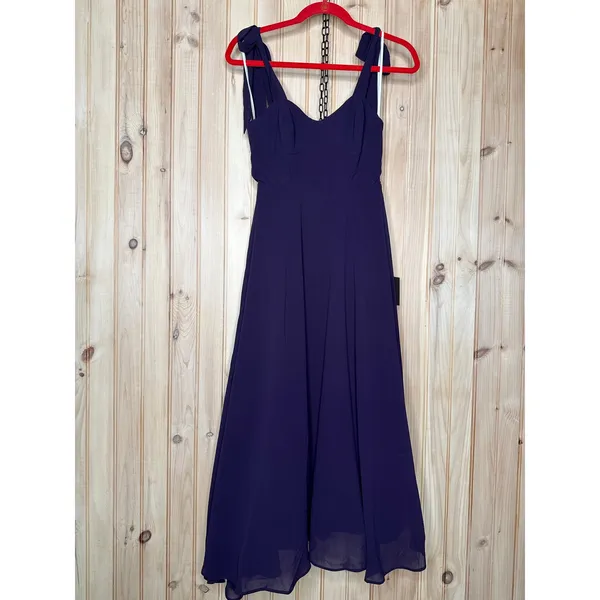 NWT Lulus Sophisticated Charisma Purple Tie-Strap A-Line Midi Dress Wedding XS - Image 2