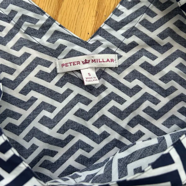 Peter Millar‎ Blue White Geometric Drawstring Beach Dress Cover Up Size Small - Image 8