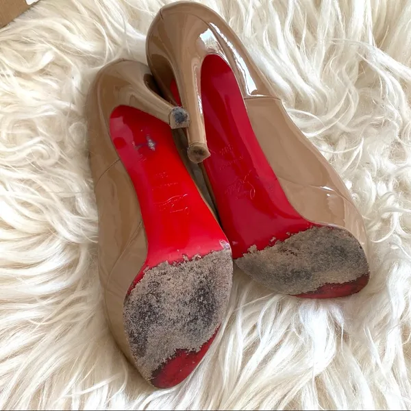Christian Louboutin Camel Patent Bianca High Heels - Image 5