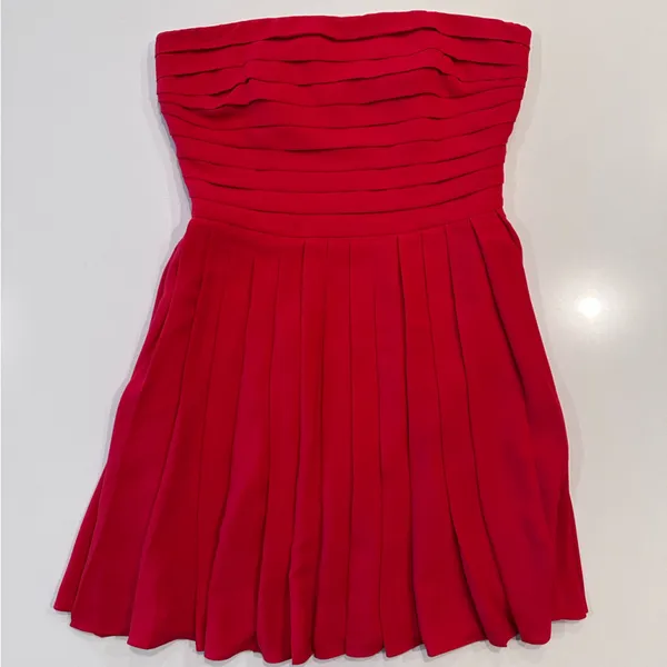 Rachel Roy RSVP Lipstick Red Pleated Strapless Mini Dress Size 8‎ - Image 3