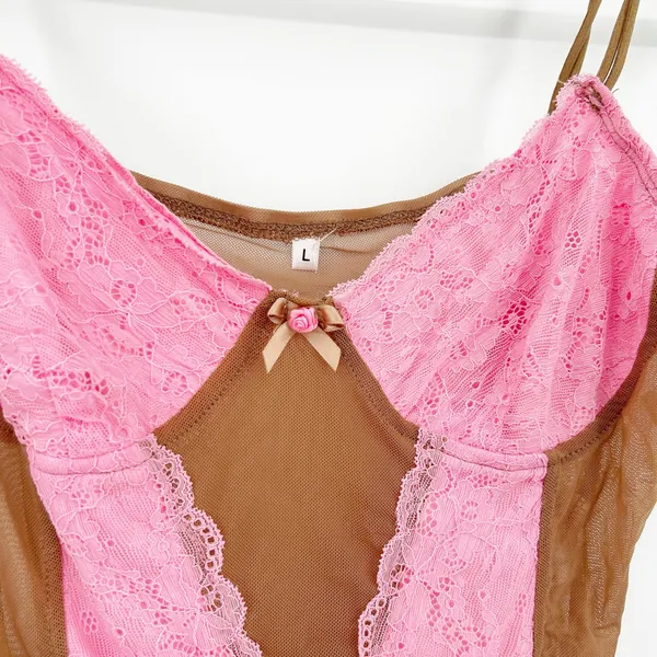 Womens Coquette Y2K‎ Sweetheart Neck Ruffled Sheer Mesh Lace Cami Corset Top L - Image 3