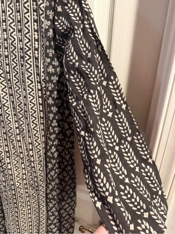 World Market Black and Beige Boho Print Kaftan Midi Dress - Image 7