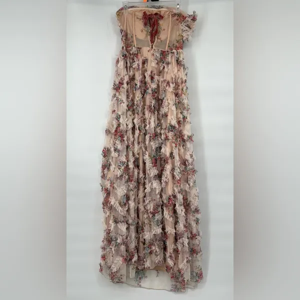 Floral Strapless Maxi Gown sheer lines lightweight - Image 12