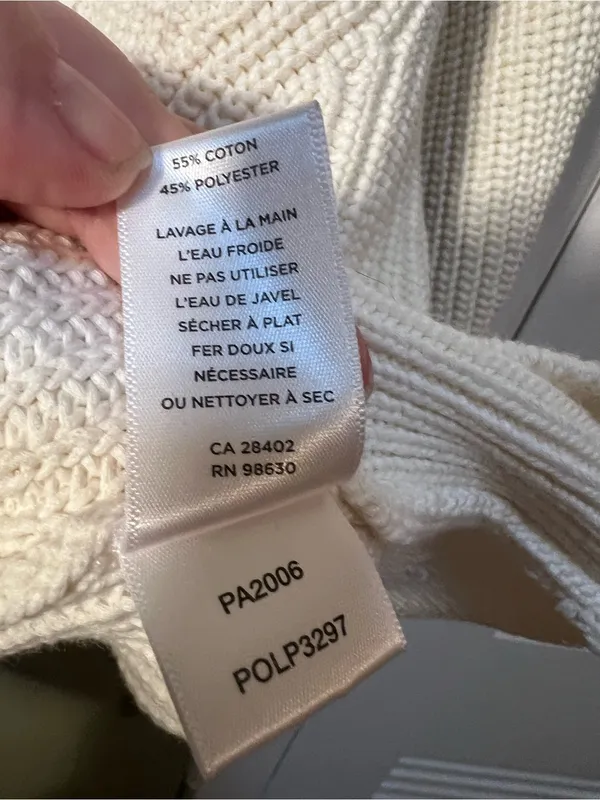 Lilla P Women’s Sz Large Zip Front Sweater in White Cream Gold Circle Zip Cotton - Image 11