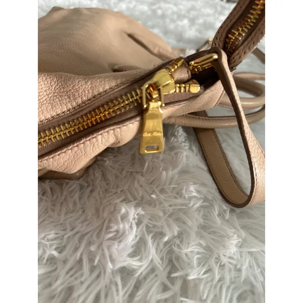 Miu‎ Miu Leather Cammeo Madras 2 Way Satchel Bag Handbag - Image 6
