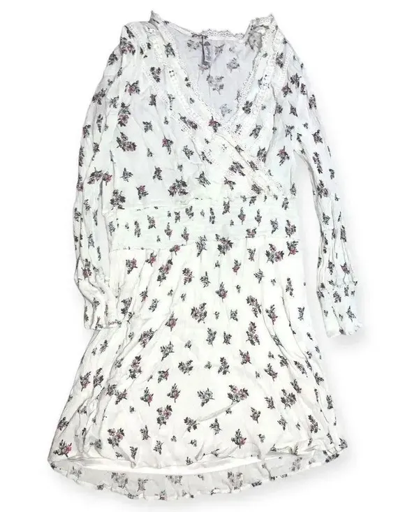 American Rag Juniors'' Floral Faux Wrap Dress Ivory Size Large - Image 2