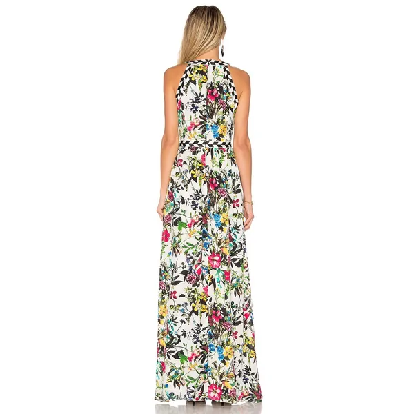 Parker Silk Halter Floral Luella Sleeveless‎ Maxi Dress S Resort Vacation Cutout - Image 3