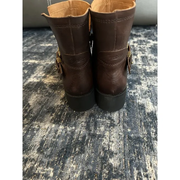 ZODIAC Miller Boots Brown Leather Buckles Zip Biker Moto Lug Sole Women’s 10 EUC - Image 5