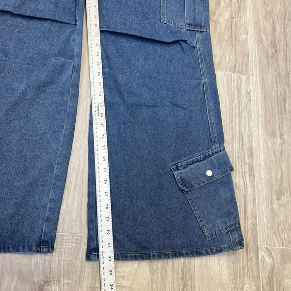 SHEIN Dark Blue Wide Leg Cargo Jeans - Image 5