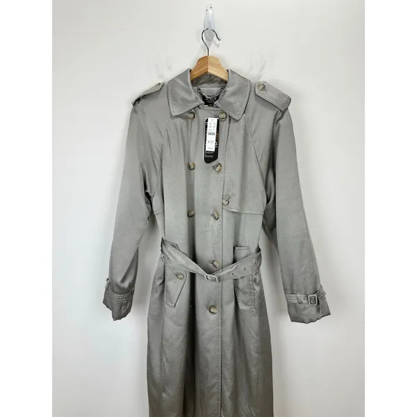 J.Crew Relaxed Trench Coat Satin Crepe Mid Length Silver Gray Insulated US 2 NWT - Image 7