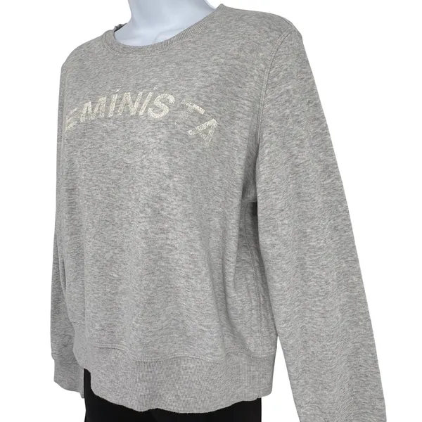 Rebecca Minkoff Sweatshirt Womens Feminista Graphic Gray L Pullover Fleece‎ - Image 2