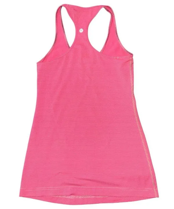 Lululemon Women’s Size 6 Wee Stripe Dine Flash Pink Daily Racerback Tank Top - Image 4