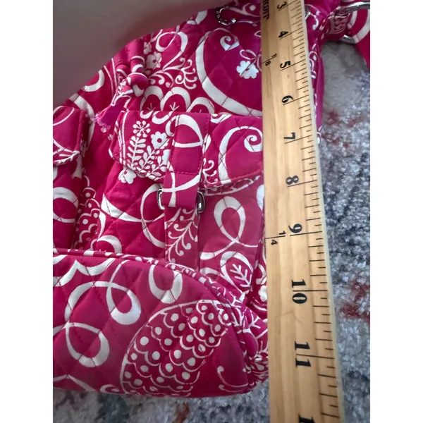 Vera Bradley Pink Paisley Quilted Cotton‎ Drawstring Crossbody Bucket Bag Floral - Image 7