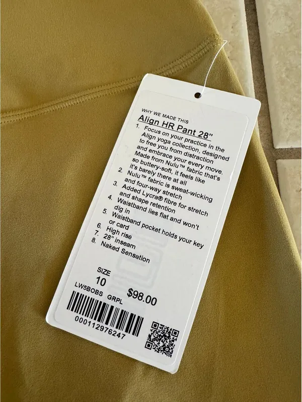 Lululemon Align High Rise 28” Grape Leaf Size 10 NWT - Image 4