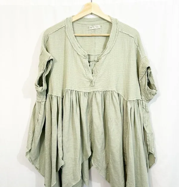 Free People Sugar Rush Babydoll Asymmetrical Hem Short Sleeve Top - Image 5