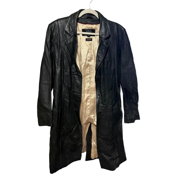 Wilsons Leather Black Genuine Leather Insulated‎ Trench Coat Women's Sz XL - Image 2
