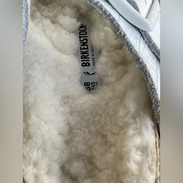 Birkenstock White Shearling-Lined Slide Sandals - Image 14