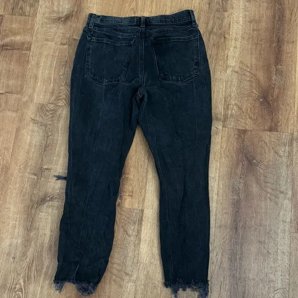 Abercrombie and Fitch High Rise Mom Jeans Black Distressed Women’s 6/28 - Image 3