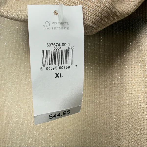 Gap XL Ribbed Metallic Beige‎ Shimmer Turtleneck Quiet Luxury 90s Minimalist - Image 5