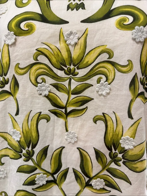 FARM RIO Milani Blouse Floral Puff-Sleeve Women's Top in Olive Green Size Large - Image 7
