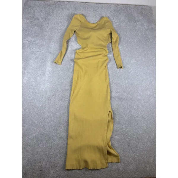 Free People Beach Last Minute Midi Dress In Yellow M Ribbed Multi Wear Options - Image 7