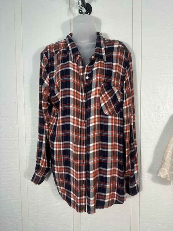 Lucky Brand Brown Plaid Long Sleeve Shirt Size XL EUC - Image 2