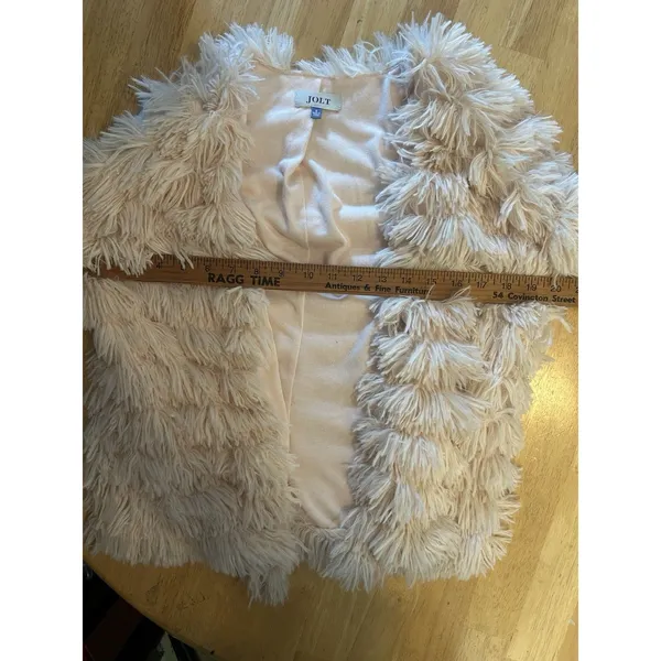 Jolt Faux Fur Shaggy Open Front Jacket Blush Pink Size Small NWT Soft Coat - Image 11
