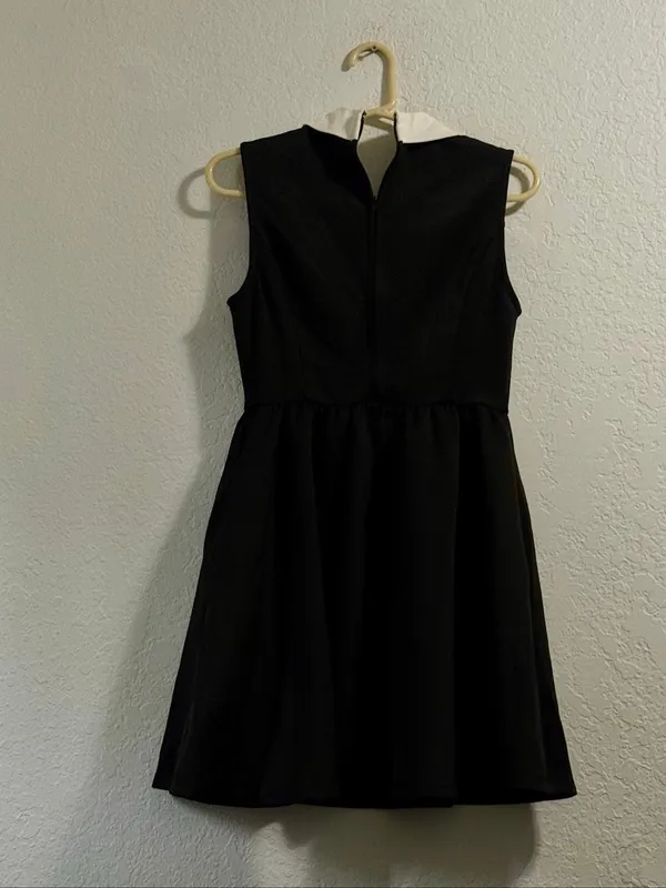 HOT TOPIC Death Moth Dress S Collared Sleeveless Black White Goth Street Party - Image 3