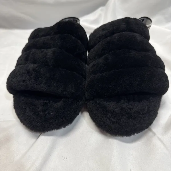 UGG Fluff Yeah Slide Womens 8 Sheepskin Slip On Slide Slippers Black Cozy - Image 8